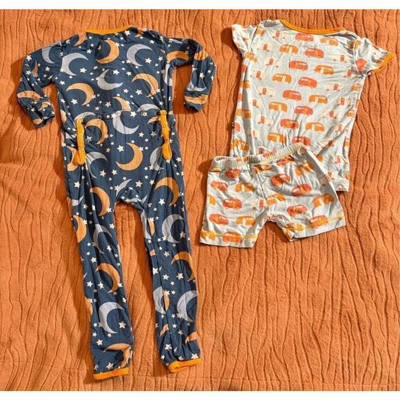 KicKee Pants BUNDLE Moon & Stars Sleeper & KicKee Pants Camper Pajama Set - Picture 5 of 16